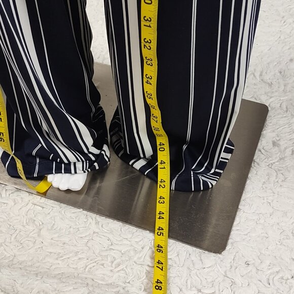 Emma & Michele Blue White Stripe Jersey V Neck Wide Leg Jumpsuit Size Large - Picture 8 of 14